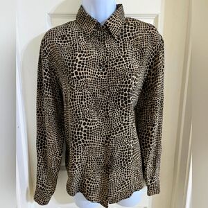 Allison Taylor 100%‎ Silk Animal Print Button Up Blouse Women's Small